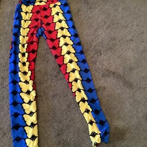 Red yellow and blue butterfly pants, 10, brand LulaRoe